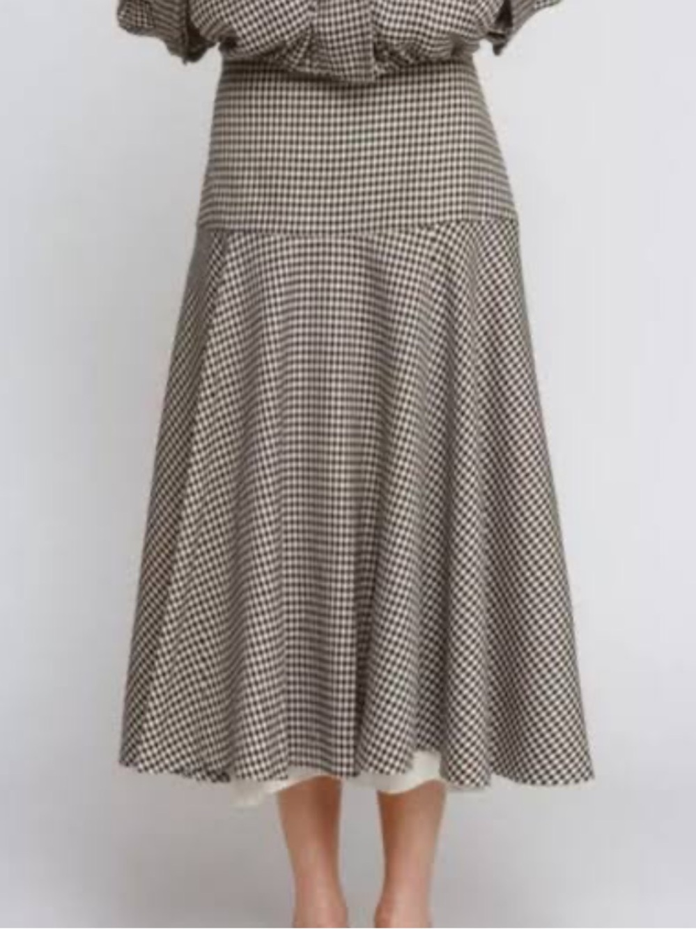 Zara Black & White Gingham Midi Skirt